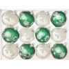 IRISA Skleněná ozdoba SADA CRYSTALLO  7 cm, balení 12 ks zelená, bílá