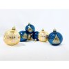 IRISA Skleněná ozdoba SADA VÁNOCE  7 cm, balení 12 ks zlatá, modrá aa