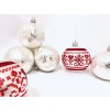 IRISA Skleněná ozdoba SADA Molde  7 cm, balení 12 ks červená,bílá aaa