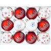 IRISA Skleněná ozdoba SADA SEN 7 cm, balení 12 ks bílá, červená