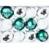 IRISA Skleněná ozdoba SADA LES 7 cm, balení 12 ks bílá, zelená