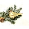 Skleněná vánoční ozdoba - Zlatý ptáček na skřipci, velikost 10 cm a