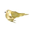 Skleněná vánoční ozdoba - Zlatý ptáček na skřipci, velikost 10 cm