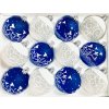 UNIKÁT "Zimní Malba Mrazem - Bílo Modrá Sada 12 ks Skleněných Ozdob s Dekorem (Velikost 7cm)"