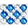 "Sada 12 ks Skleněných ozdob - Zimní severní vítr bílo modré krásy (Velikost 7cm) IRISA"