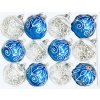 "Sada 12 ks Skleněných ozdob - Zimní krása zmrzlých květů (bílo modrá, Velikost 7cm) IRISA"
