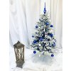Zasněžený vánoční strom - Modrá Lhota 150 cm bílo-modrý s 61 kusů skleněných