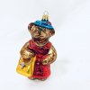 IRISA Skleněná vánoční ozdoba "Medvědí máma" velikost 10 cm modrý klobouček