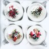 Vánoční kolekce skleněných ozdob - Květinový příběh ( bílá, 4ks, velikost 7cm)