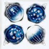 Stella - sada skleněných ozdob s unikátním dekorem (modrá ,unikátní sada 4 ks, velikost 7cm) IRISA