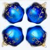 Blue elegance - sada skleněných ozdob s jemným precizním dekorem (modrá ,unikátní sada 4 ks, velikost 7cm) IRISA