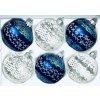 Aurélie Collection: Sada 6 skleněných vánočních koulí s dekorem Krása zimy , velikost 7 cm, čirá a modrá