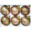 Isabelle Collection: sada 6 skleněných vánočních koulí se zlatým motivem Královské šperky , velikost 7 cm,  růžová