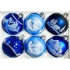 Zimní nostalgie - skleněná sada vánočních koulí ( sada 6, velikost 7 cm,  modrá )