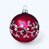 Sada skleněných vánočních koulí Vivienne - bílé a červené se stříbrným dekorem jmelí (Sada 6 ks, Velikost 7 cm) aa