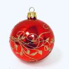 Sada skleněných vánočních koulí Arabella - červené se zlatým dekorem liány (Sada 4 ks, Velikost 7 cm) aa