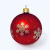 Sada skleněných vánočních koulí Rubínový sníh - červená se zlatým dekorem vloček (Sada 4 ks, Velikost 7 cm) a
