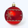 Sada skleněných vánočních koulí Rubínový sníh - červená se zlatým dekorem vloček (Sada 4 ks, Velikost 7 cm) aa