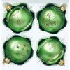 Sada skleněných vánočních koulí Smaragdové srdce - zelená se zlatým dekorem vloček a srdce (Sada 4 ks, Velikost 7 cm)