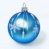 Sada skleněných vánočních koulí Misty Woods - modrá se bílým dekorem zasněženého lesa a větviček (Sada 4 ks, Velikost 7 cm) aa