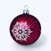 Sada skleněných vánočních koulí Scarlet Sky - červená s bílým dekorem komet, hvězd a vloček (Sada 6 ks, Velikost 7 cm) aa