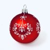 Sada skleněných vánočních koulí Crimson harmony - červená se bílým dekorem srdcí a větviček (Sada 6 ks, Velikost 7 cm) aa