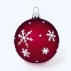 Sada skleněných vánočních koulí Crimson winter wonders – červená se bílým dekorem větviček, zasněženého stromu a vloček (Sada 6 ks, Velikost 7 cm) aaa