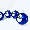 Sada modrých skleněných koulí se sněhulákem a padajícím sněhem (Sada 4 ks, velikost 8 cm) IRISA A