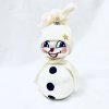 Veselý skleněný sněhulák s bílou čepicí a šálou – 18 cm