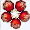 Koule s vesnickým motivem v červeném zimním provedení, 5ks ( velikost 6 cm ) IRISA