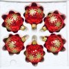 Červené leskléskleněné koule se zlatým hvězdným dekorem, 5ks ( velikost 6 cm ) IRISA