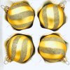 Barevné retro koule - Vánoční skleněné koule se zlatými pruhy sada 4 ks skleněných ozdob  (Velikost 7 cm)