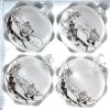 IRISA Sada 4 vánočních koulí – zimní krajina v matné bílé ( velikost 8 cm )