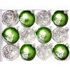 Zeleno-bílá harmonie: sada skleněných koulí 7 cm – 12 ks