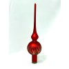 Skleněná vánoční špice „Rubínová elegance“, 28 cm, matně červená se zlatým dekorem- 1 ks