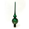 Skleněná vánoční špice „Smaragdová noblesa“, 28 cm, matně zelená se zlatým dekorem- 1 ks