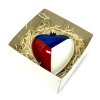 Skleněná ozdoba srdce „Patriotické srdce“, 10 cm, modro-červeno-bílé ( velikost 10 cm v dárkové krabičce )