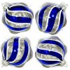Skleněná vánoční koule Ø 7 cm – Cobalt spirála & mrazivý lem (sada 4 ks)