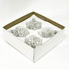Čiré vánoční koule s bílým mrazivým ornamentem – sada 4 ks, velikost 7 cm