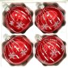 IRISA Skleněné vánoční ozdoby – Červený sen s vločkami  (8 cm, 4 ks) a