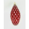 Vánoční ozdoba v orientálním stylu – červená kapka s květinovým dekorem 12 cm