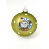 Vánoční baňka se sněhulákem na olivovém pozadí – 8 cm (s dárkovou krabičkou) IRISA