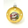 Zlatá vánoční koule se sněhulákem a stromečkem – 8 cm (s dárkovou krabičkou) IRISA