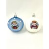 Sada dvou vánočních koulí se sněhuláky – modrá & bílá – 8 cm – 2 ks (s dárkovou krabičkou) IRISA