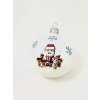 Pixelový Santa s dětmi – bílá skleněná koule 8 cm (s dárkovou krabičkou) IRISA a