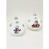 Sada Pixelový sněhulák a Pixelový Santa s dětmi – 2 skleněné koule 8 cm (s dárkovou krabičkou) IRISA