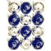7Modro-stříbrné vánoční koule s květinovým dekorem – sada 12 ks (7 cm) a