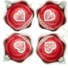 Červené skleněné vánoční koule se srdcem 7 cm – sada 4 ks