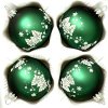 Zelené skleněné vánoční koule se stromečkem a vločkami – sada 4 ks (7 cm)