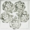 Skleněné vánoční koule 6 cm – Čiré s bílými vločkami (sada 5 ks)